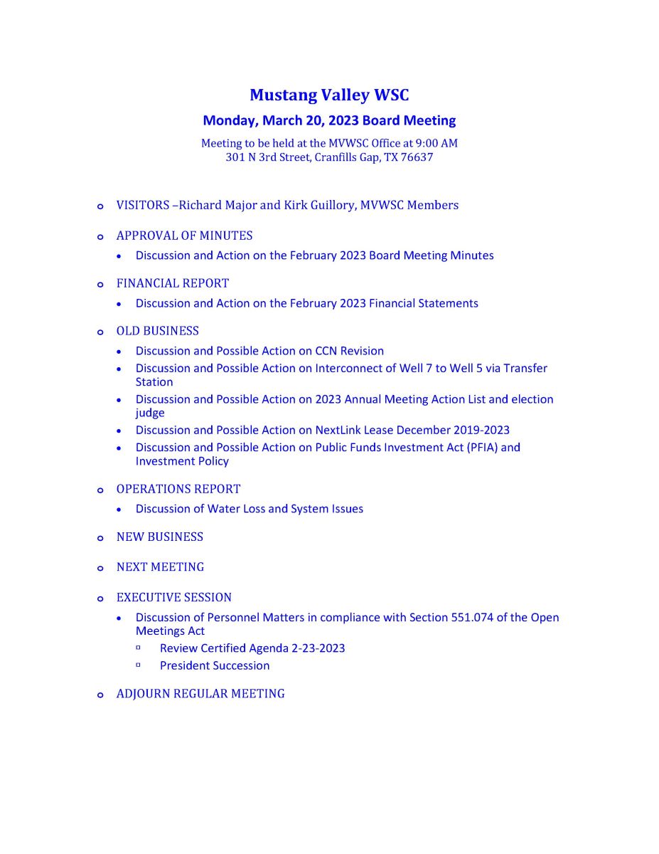 AGENDA 03 MARCH 2023