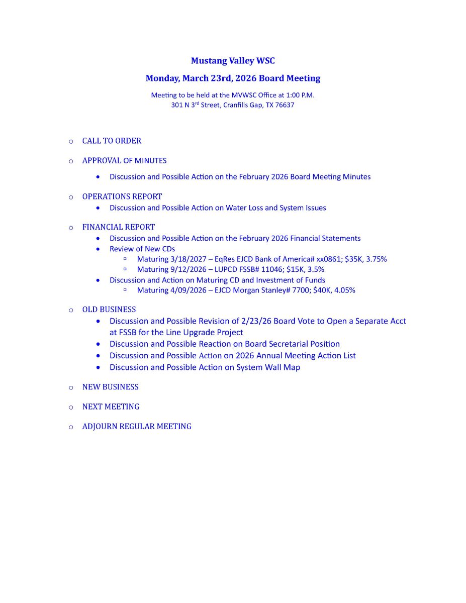 AGENDA 03 MARCH 2026