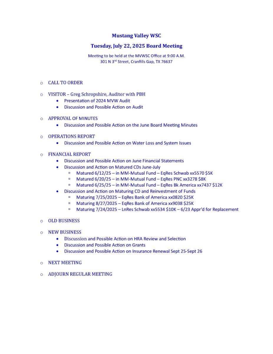 AGENDA 07 JULY 2025