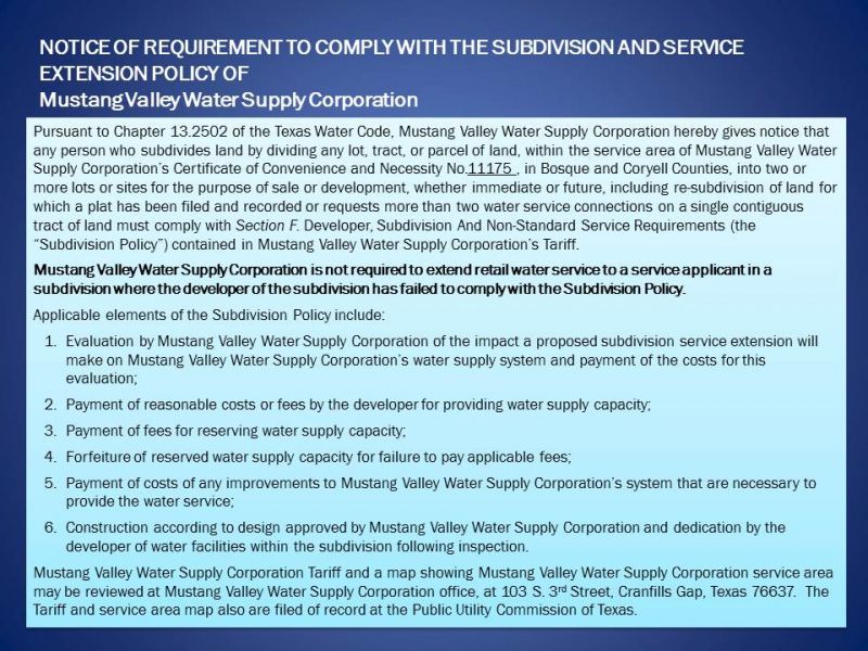 Subdivision Policy Notice